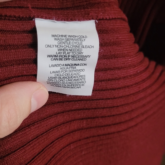 Jones New York classic ribbed cotton turtleneck sweater Women's XL cranberry - Picture 4 of 5
